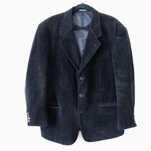 Hill & Archer Vintage Men's 100% Cotton Black Corduroy Blazer Jacket 44L 90s Hip